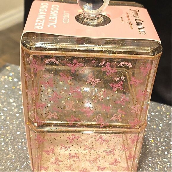 Juicy Couture Home Butterflies Juicy Logo Lidded Cosmetic Organizer 3-PC Set - Picture 7 of 12
